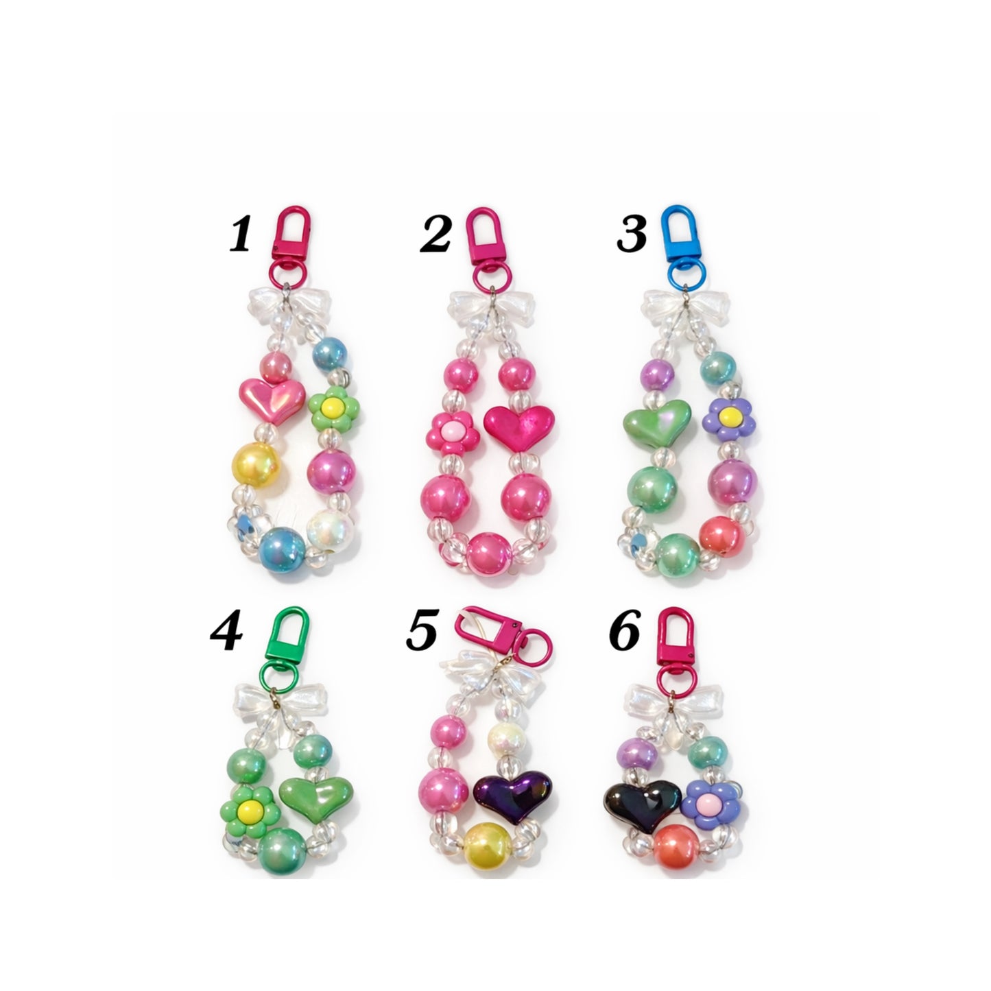 MULTI COLOR HEART FLOWER KEYCHAIN