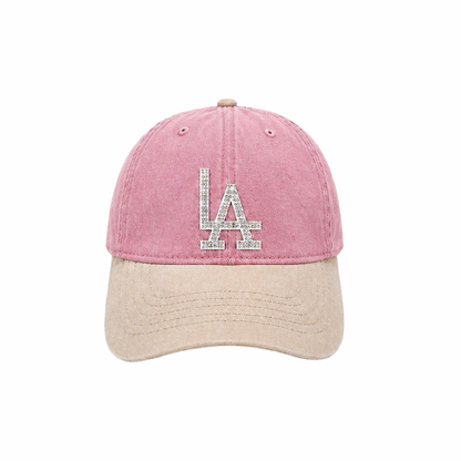 Two Tone Rhinestone La Ball Caps