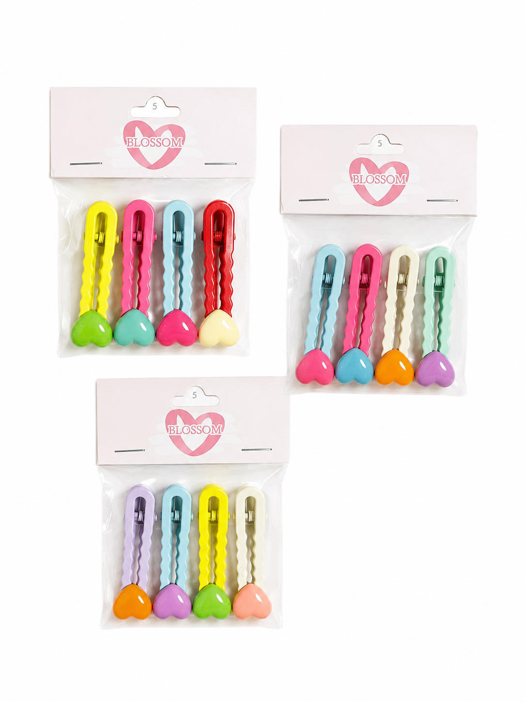 MULTI COLORED HEART PINS SET