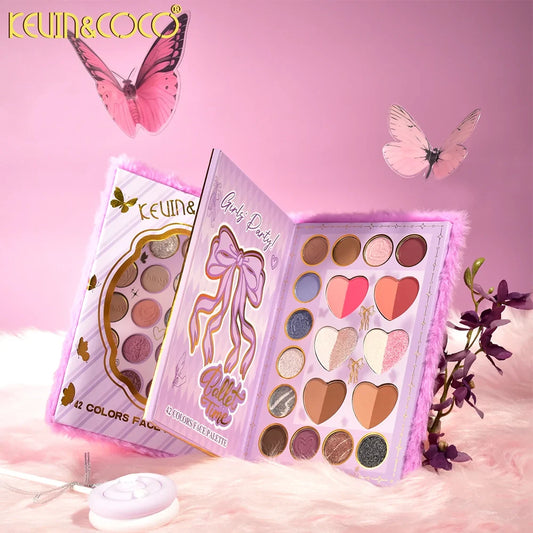KEVIN & COCO - PURPLE FURRY 42 COLORS TWO-LAYER FACE & EYE MAKEUP PALETTE