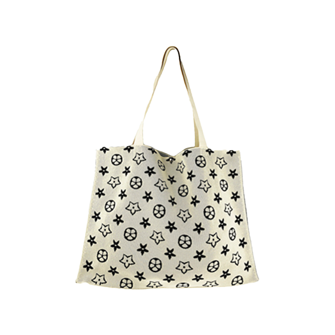 Knit Rectangle Star Pattern Tote Bag