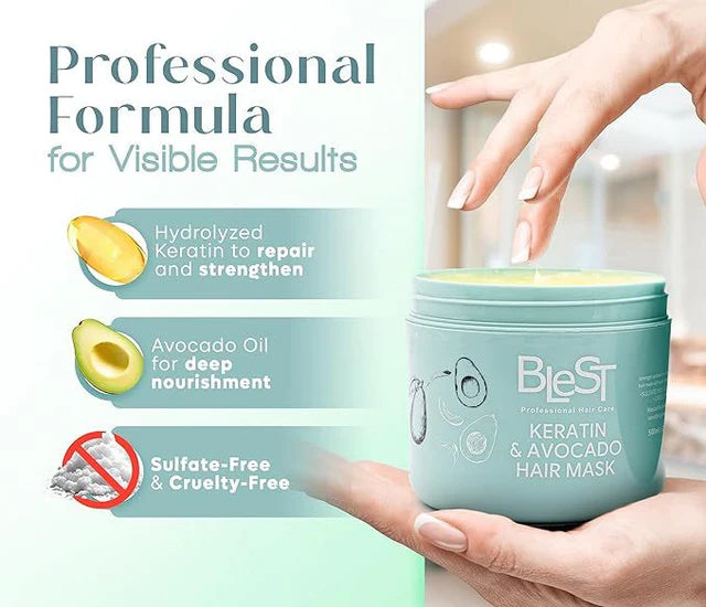 BLEST Keratin & Avocado Hair Mask, mascarilla capilar de keratina y aguacate – vista 2