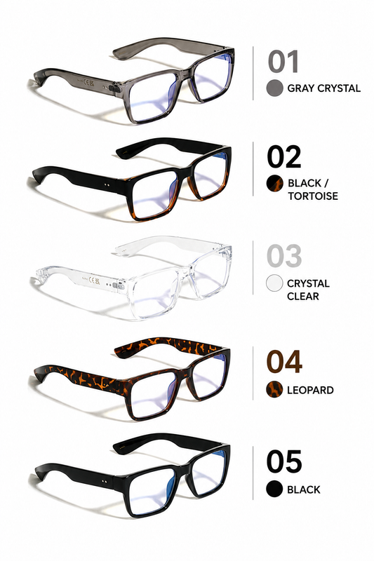 Rectangle Two Dot Temple Accent Blue Light Glasses