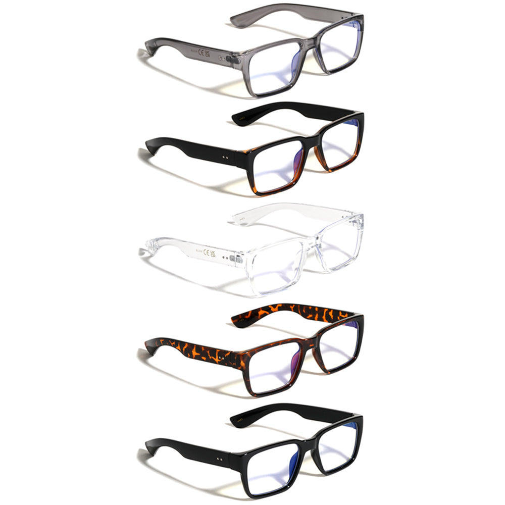 Rectangle Two Dot Temple Accent Blue Light Glasses
