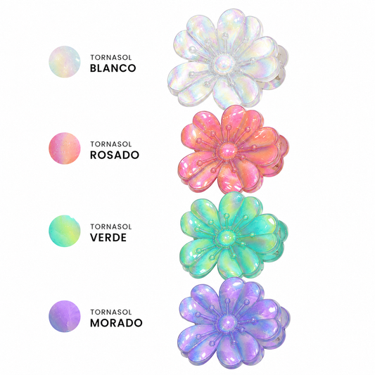 IRIDESCENT FLOWER HAIR CLIP